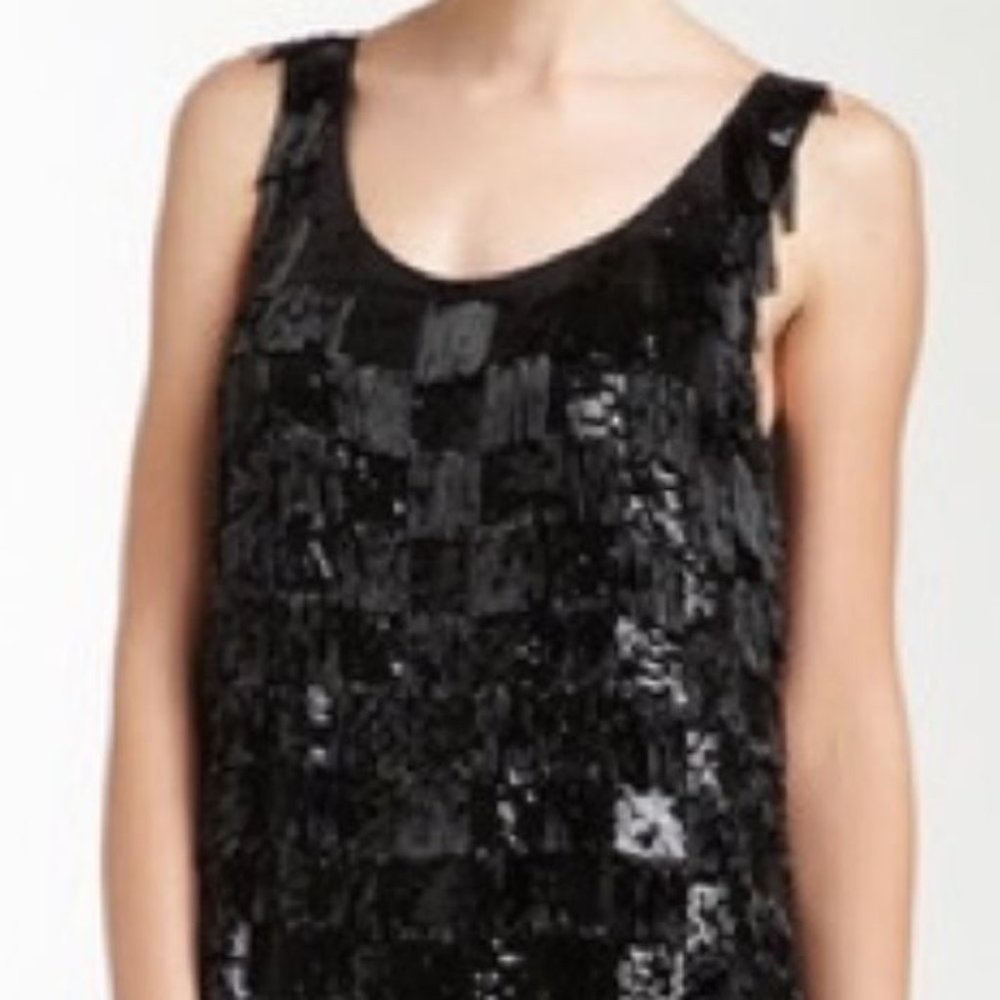 NWTs Erin Fetherston Black Silk Sequin Beaded Tank Top